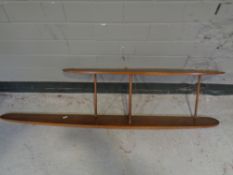 A 20th century teak Nance Workshop's St Ives two tier wall shelf