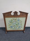 An Edwardian tapestry fire screen