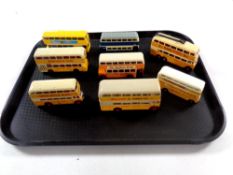 Eight die cast buses