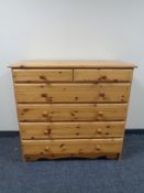 A pine six drawer chest