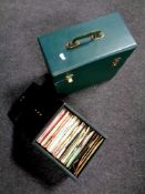 Two cases containing vinyl LPs and seven inch single to include musicals, Tony Bennett, Peggy Lee,