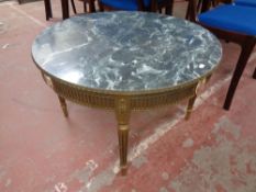 A French style gilt coffee table with marble effect top