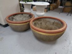 Two large pottery garden planters