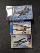 Three boxed Revell model kits, a Shackleton AEW.