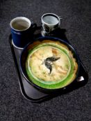 A 20th century Scandinavian glazed pottery bowl together with a Royal Copenhagen 1979 tankard and a