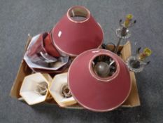 A box containing two pairs of contemporary table lamps together with a quantity of assorted lamp