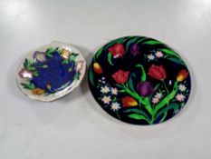 A Maling black tulips plate, diameter 28.