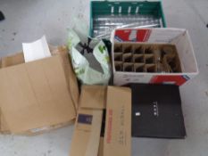 Miscellaneous items to include folding hot dog holders, ceramic cake stand,