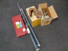 A boxed Brownie Eight-61 projector by Kodak, projector screen,