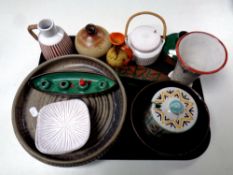 A tray of fifteen pieces of 20th century Scandinavian pottery