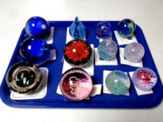 A tray of twelve Caithness paperweights