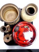 A tray of six pieces of 20th century Scandinavian pottery