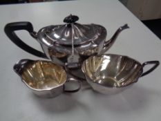 A three piece Unity plated tea service