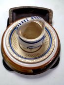 A tray of five pieces of 20th century Scandinavian pottery