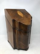 A George III inlaid mahogany serpentine front knife box (converted to a correspondence box).