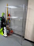 A set of wire metal multi purpose shelves