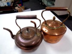 Two antique copper kettles