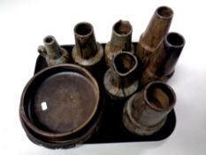 A tray of nine pieces of 20th century Scandinavian pottery