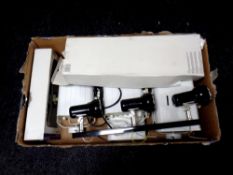 A box of assorted lighting : strips, spots,