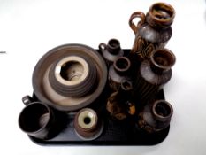 A tray of ten pieces of 20th century Scandinavian pottery