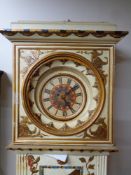A continental painted Chinoiserie longcase clock with weights and pendulum (as found)