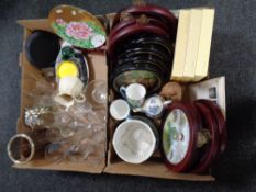 Two boxes containing miscellaneous to include oriental collector's plates with certificates,