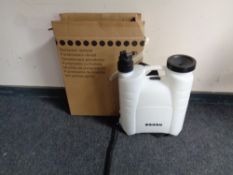 A backpack garden sprayer