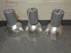 A set of eight industrial halogen lights (as found)