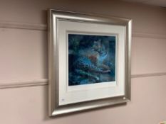 After Rolf Harris : Leopard reclining at dusk, giclee print, limited edition 39/195,