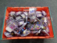 A crate of JR printer ink refill cartridges