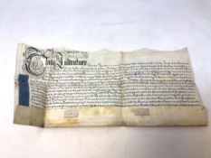 A velum document dated 1716 relating to Humphrey Briggs Baronet,