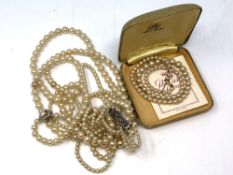 Pearls with silver clasps,