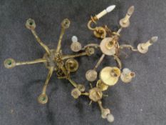Three continental brass chandeliers