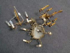Three continental brass chandeliers
