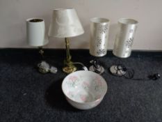 A pair of contemporary table lamps with shades,