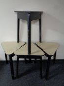 Four 20th century triangular melamine topped bar tables