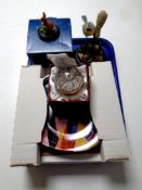 A tray containing Royal Doulton figure, Blue Tit on fork,