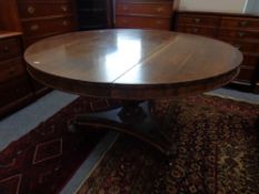 A mid-19th century circular rosewood pedestal breakfast table, diameter 136 cm, height 75 cm.