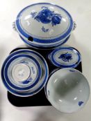 19 pieces of Danish Copenhagen blue and white dinnerware
