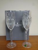 A pair of Waterford Crystal champagne flutes (boxed)