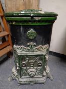 An antique metal Godin stove