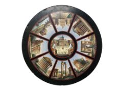 A 19th century Italian Grand Tour black marble micromosaic circular paperweight depicting nine