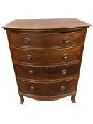 A 19th century mahogany bow fronted four drawer graduated chest,