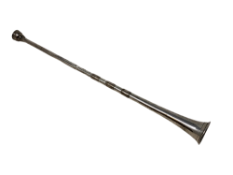 An Edwardian novelty silver candle douser in the form on a hunting horn, Sampson Mordan & Co,