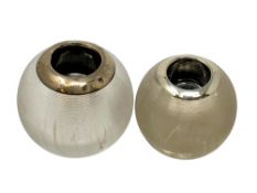 Two silver mounted glass match strikers, Birmingham marks, tallest 7cm.