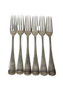 A set of six George III silver dessert forks, Thomas Wilkes Barker, London 1787.