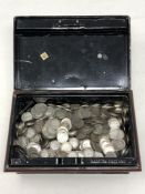 A tin of a vast quantity of three penny bits, the earliest William IV,