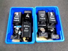 A Hitachi mobile projector together with a smoke machine and four automated Luminaire disco lights