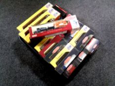 A tray containing 18 Lledo and Corgi trackside die cast delivery and emergency vehicles,