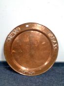 An Art Nouveau copper tray